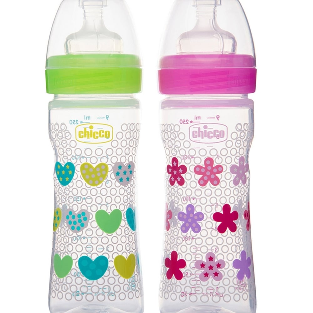 

Chicco flower heart baby feeding bottles pink pack of 2 250ml