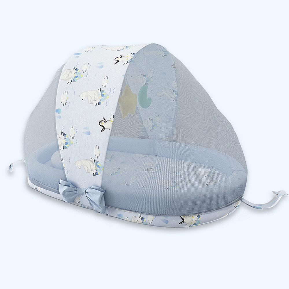 

Fancy fluff arctic organic baby mosquito net set blue