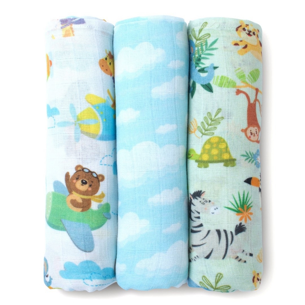 

Fancy fluff animal swaddle wraps multicolor pack of 3