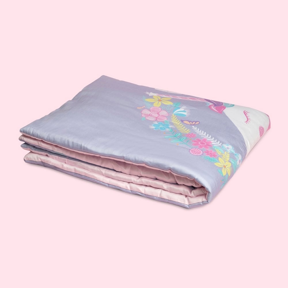 

Fancy fluff unicorn organic toddler comforter pink