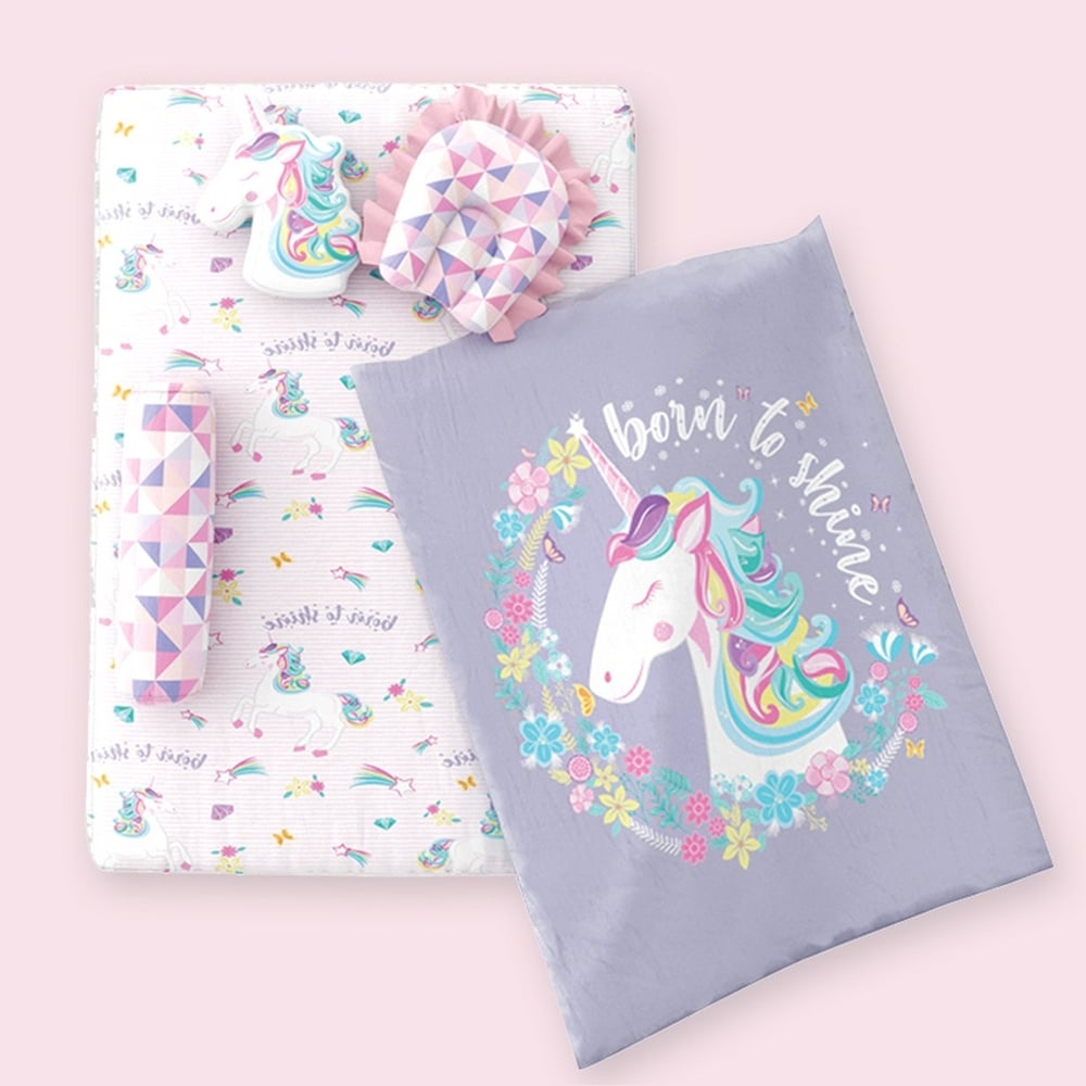 

Fancy fluff unicorn organic bed set pink - 6 pcs