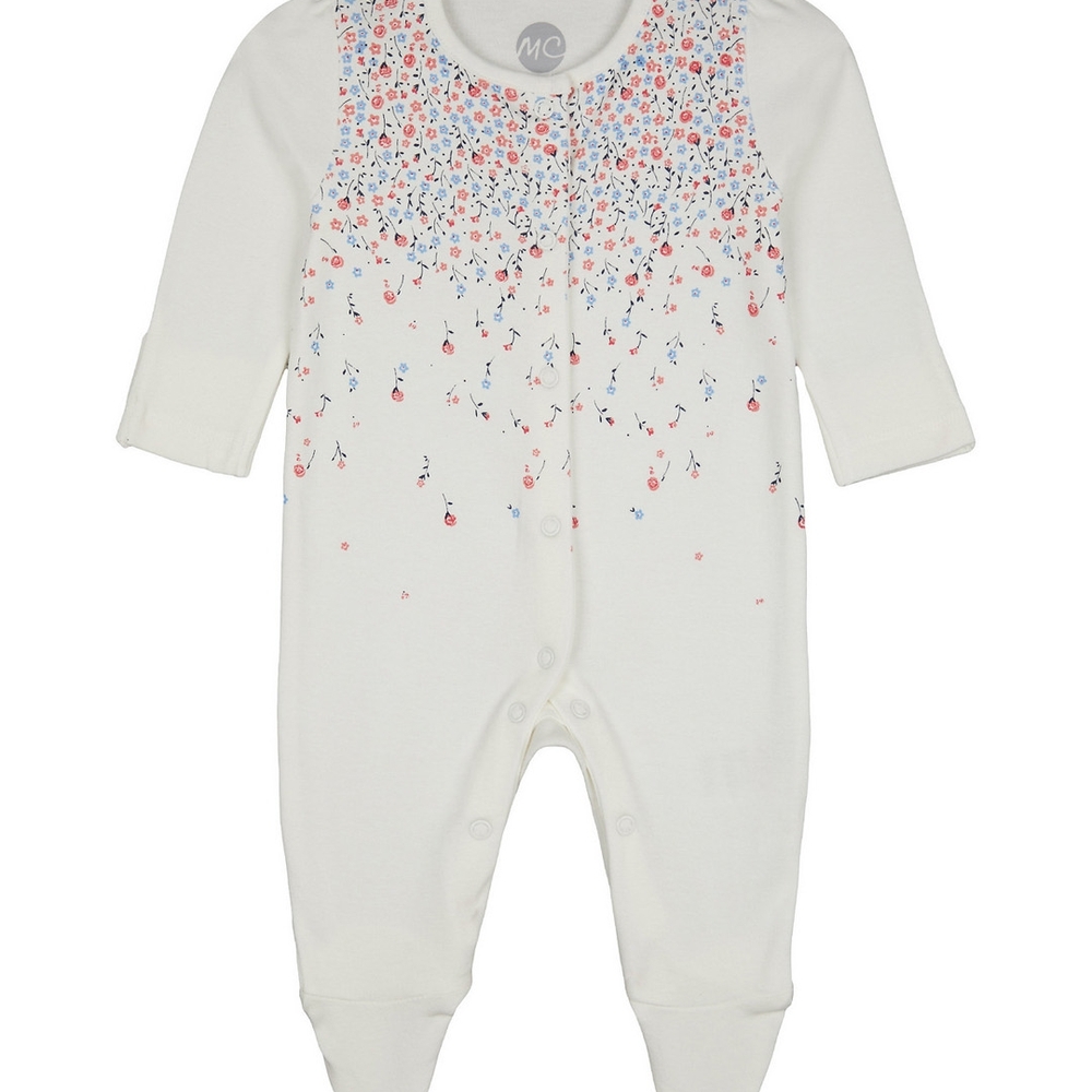 

Girls Full sleeve Romper-Printed White