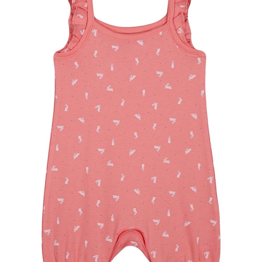 

Girls Sleeveless Romper-Printed Pink