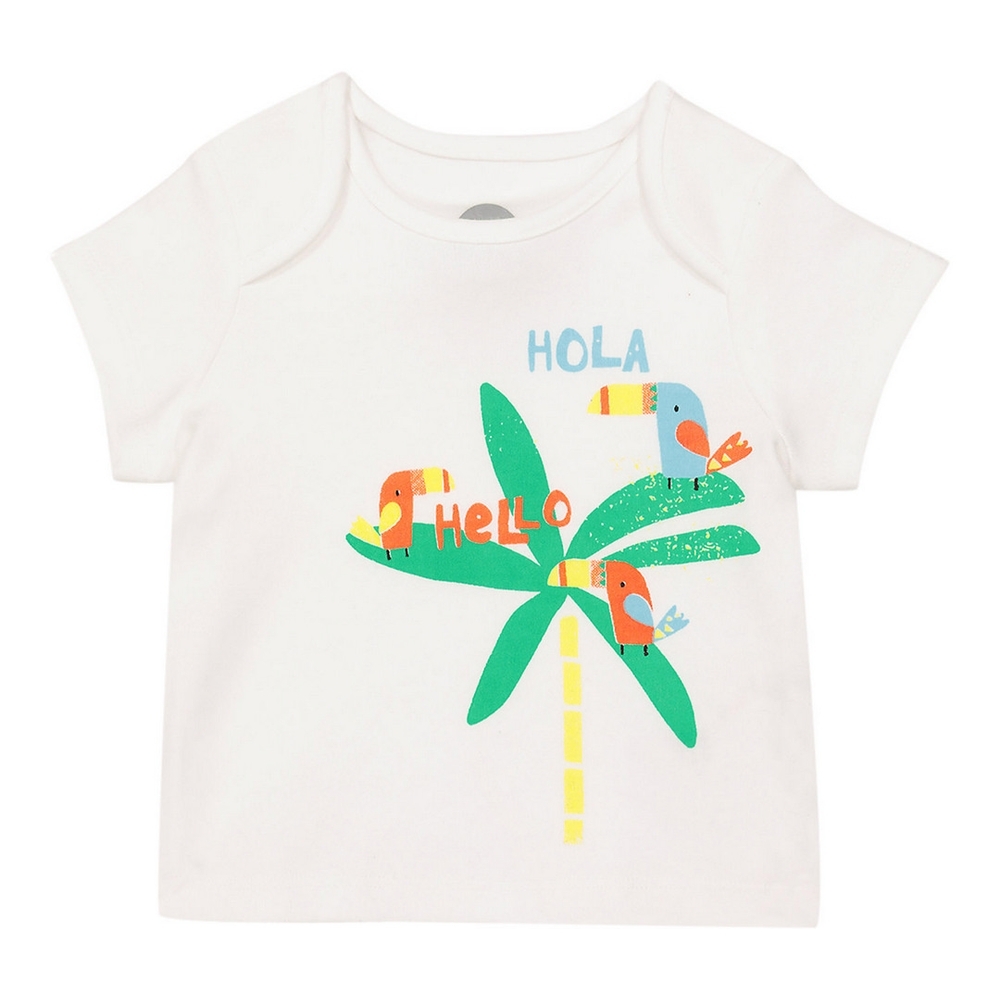 

Boys Half sleeve Round neck tee-Printed White
