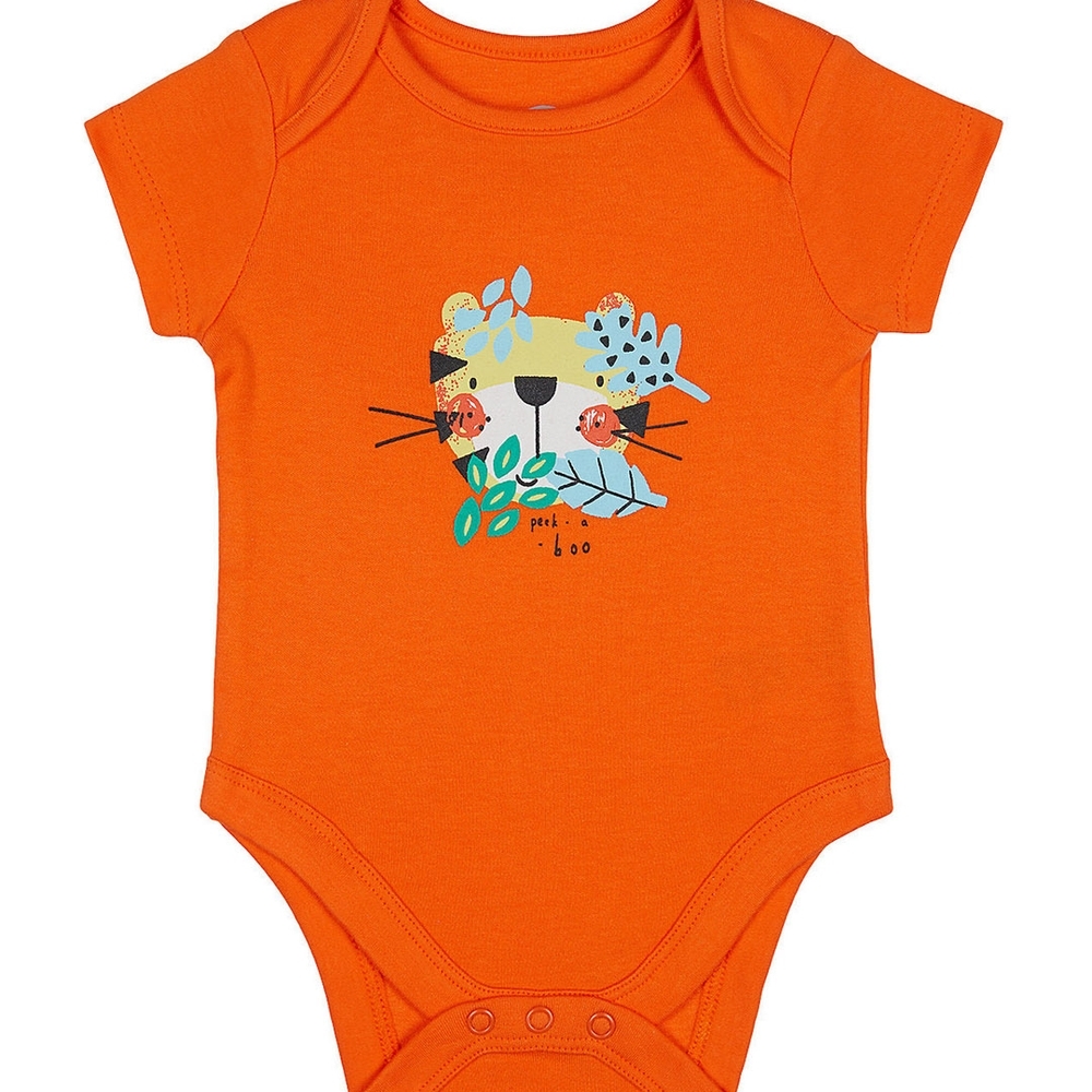 

Boys Half sleeve Bodysuit-Printed Orange