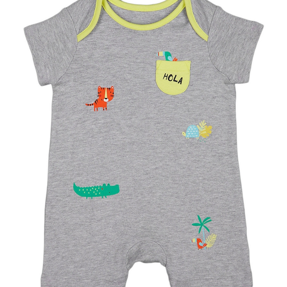 

Boys Half sleeve Romper-Printed Grey