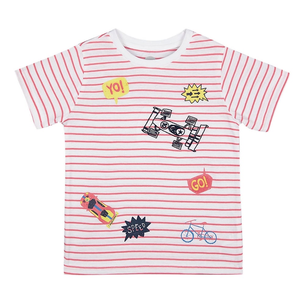 

Boys Half sleeve Round neck tee-Printed Pink