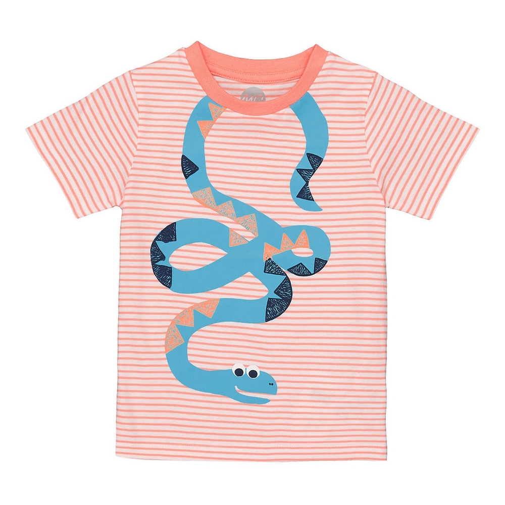 

Boys Half sleeve Round neck tee-Printed Orange