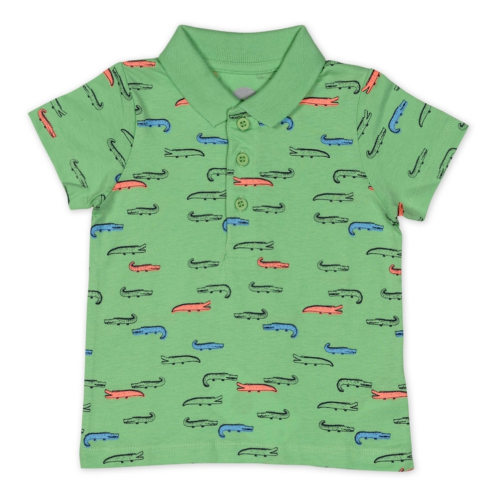 

Boys Half sleeve Polo-Printed Green
