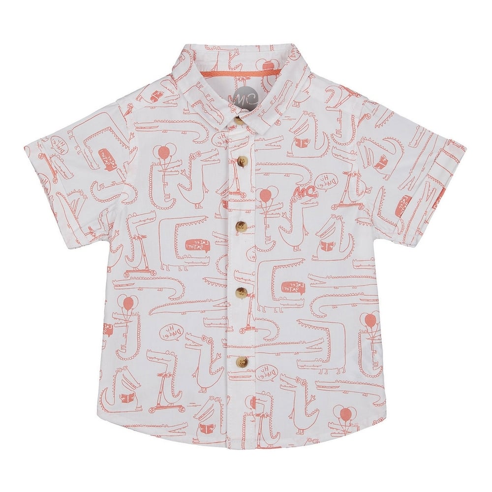 

Boys Half sleeve Shirt-Printed White