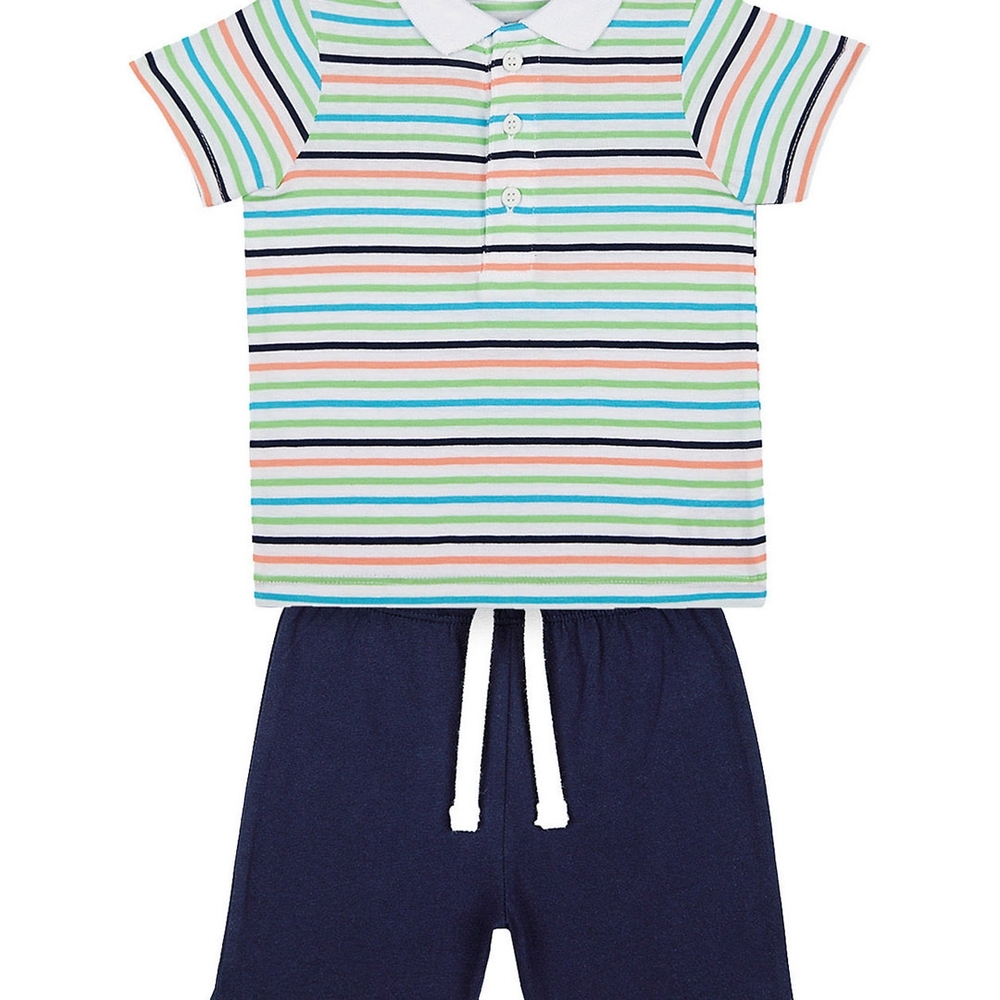 

Boys Stripe Polo and Navy shorts