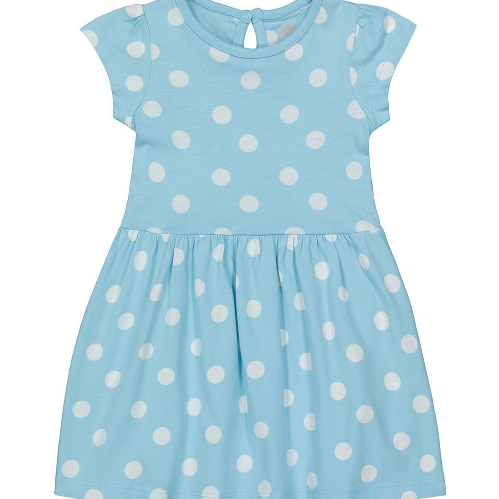 

Girls Half sleeve Casual dress-Printed Blue