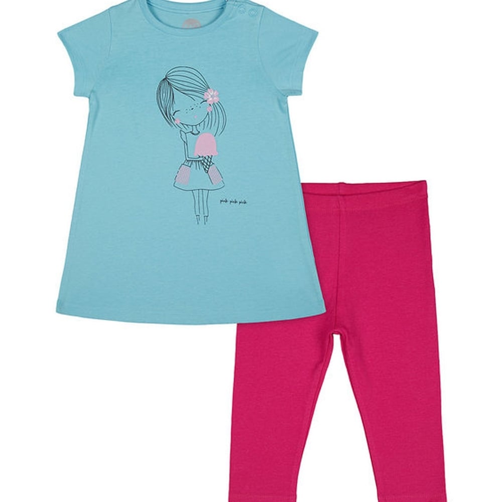 

Girls Half sleeve Pant set- Multicolored