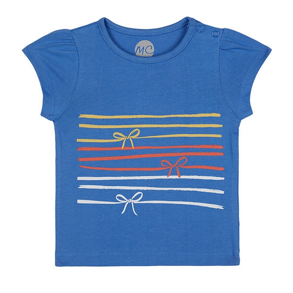 

Girls Half sleeve Round neck tee-Printed Blue