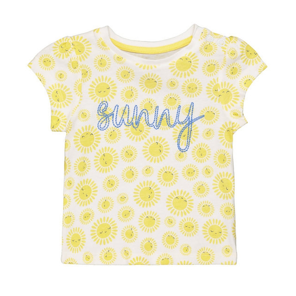 

Girls Half sleeve Round neck tee-Printed White