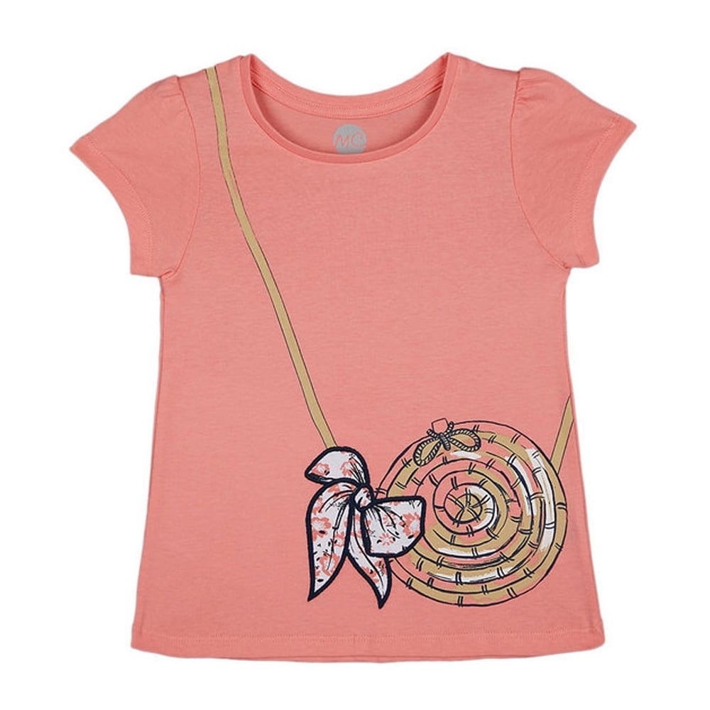 

Girls Half sleeve Round neck tee-Printed Pink