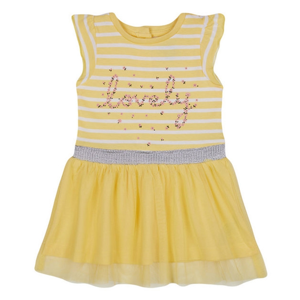 

Girls Half sleeve Partywear-Printed Yellow