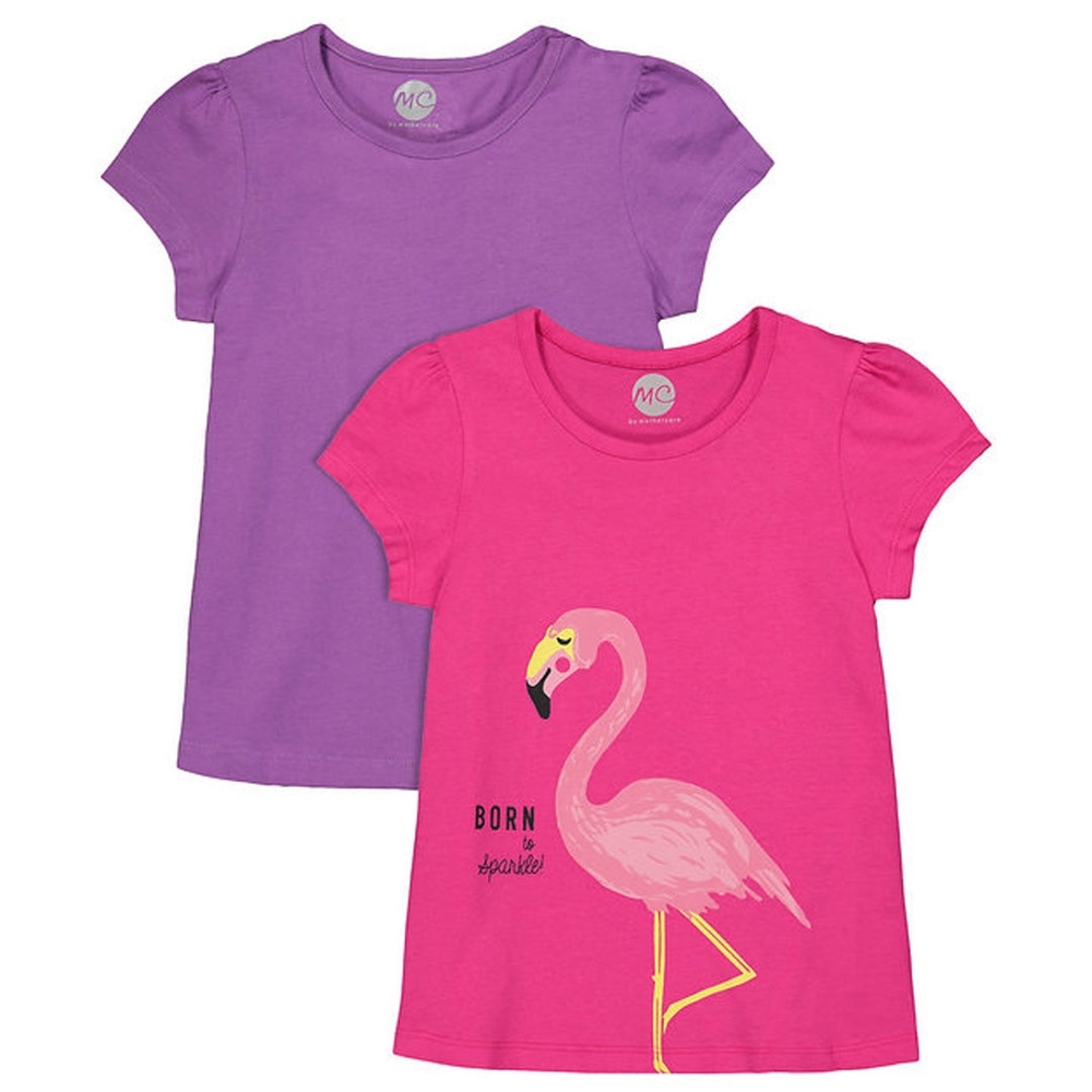 

Girls Half sleeve Round neck tee- Multicolored
