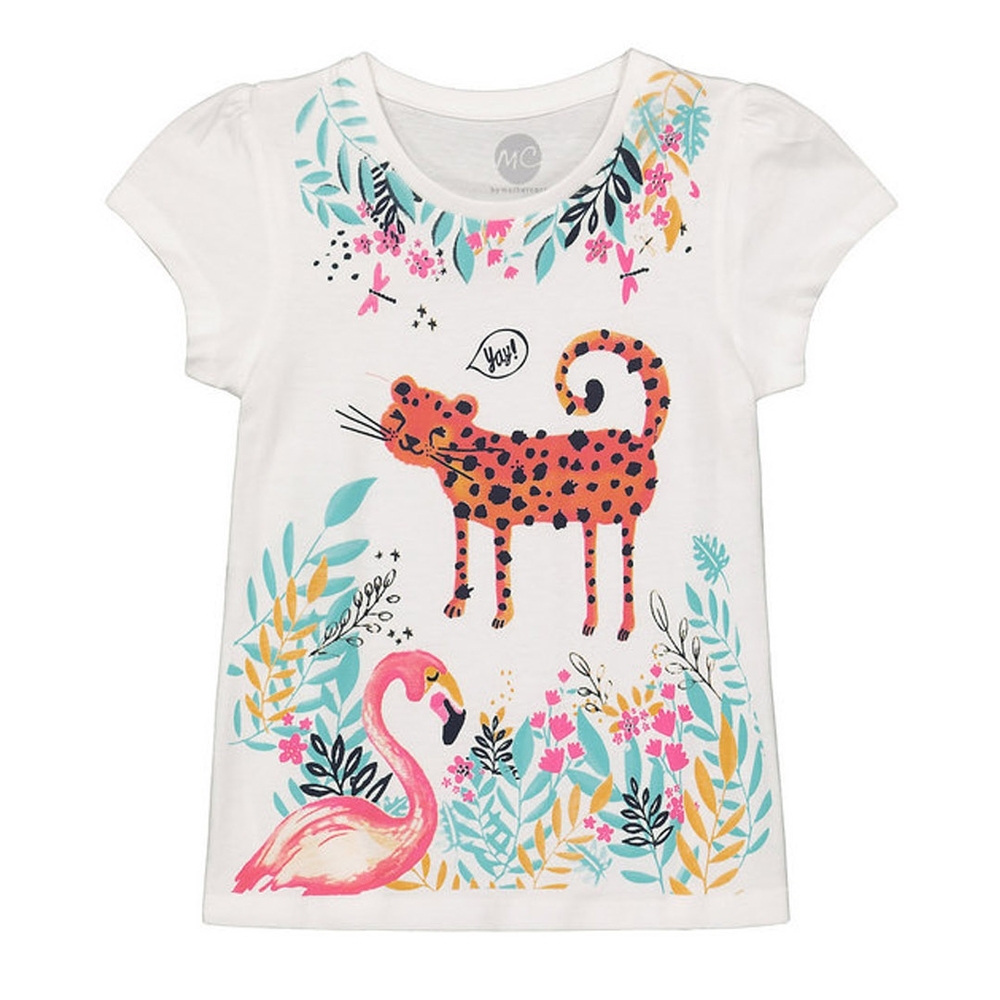 

Girls Half sleeve Round neck tee- Multicolored