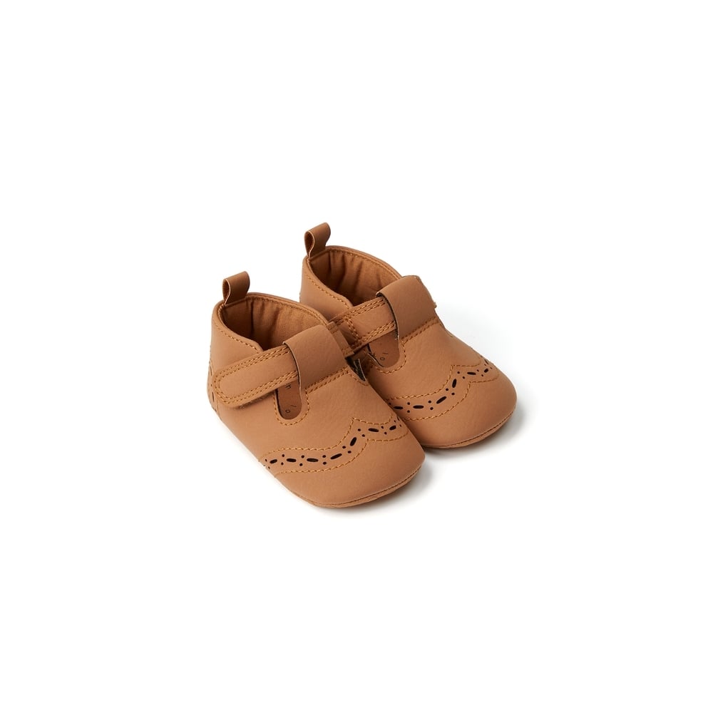 

Boys Pram Shoes T-Bar - Tan