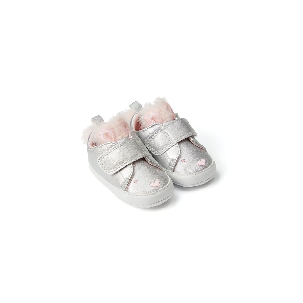 

Girls Pram Shoes 3D Bunny Ears - Silver