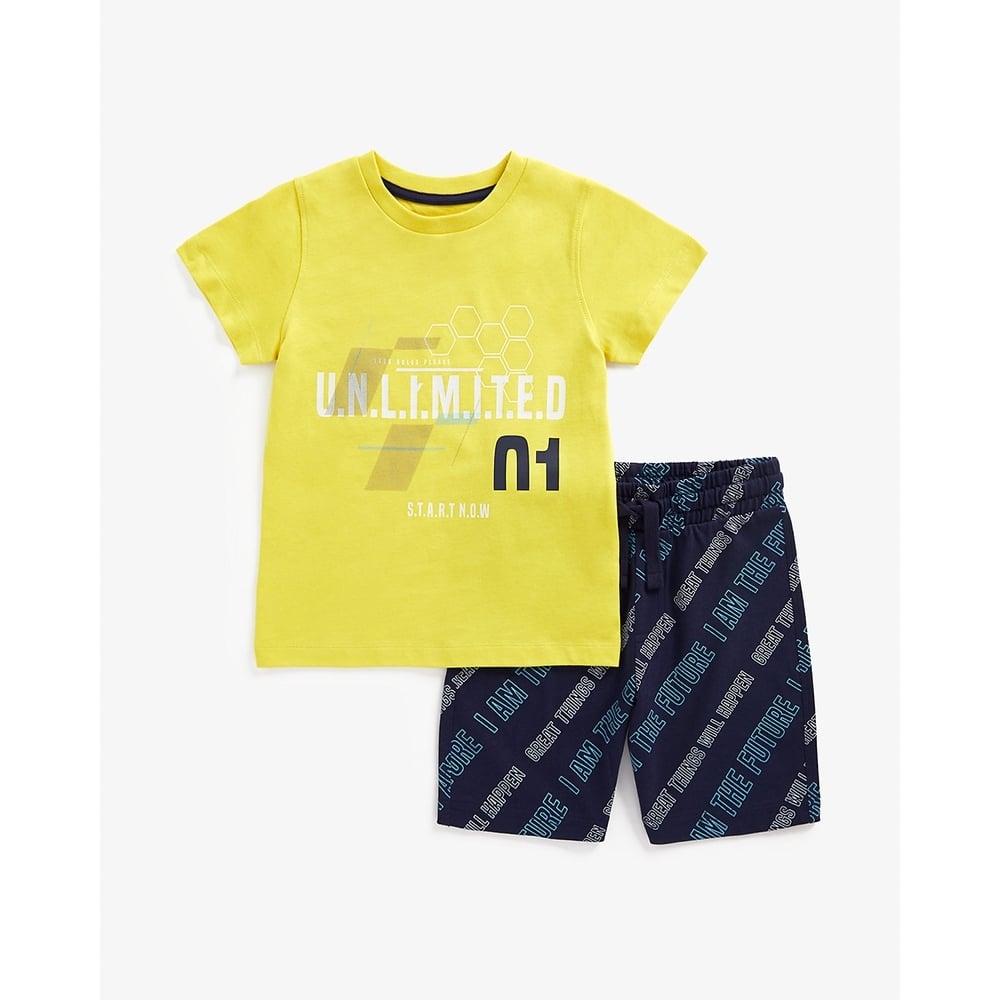 

Boys Short Sleeves Shorts T-Shirt Set --Multicolour