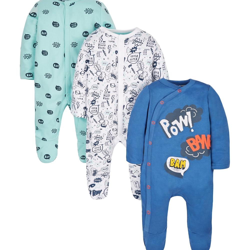 

Boys Superhero Sleepsuits - Pack Of 3 - Navy