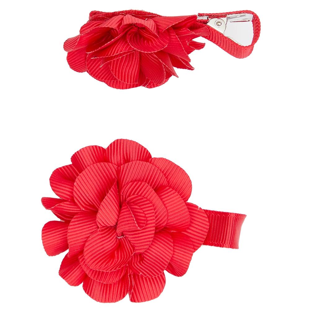 

Girls Flower Hair Clips - Red