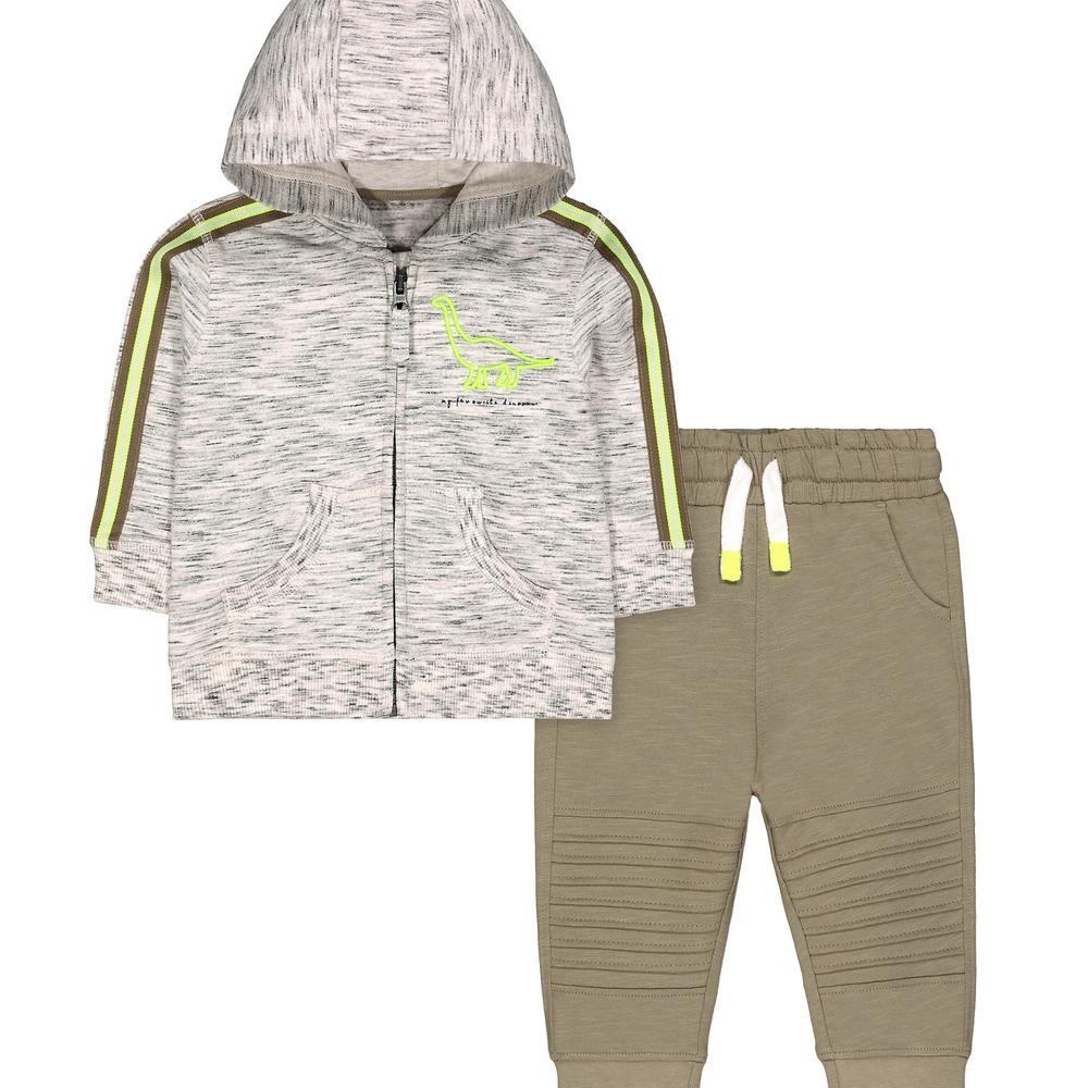 

Boys Dinosaur Zip - Through Hoodie And Khaki Joggers Set - Multicolor