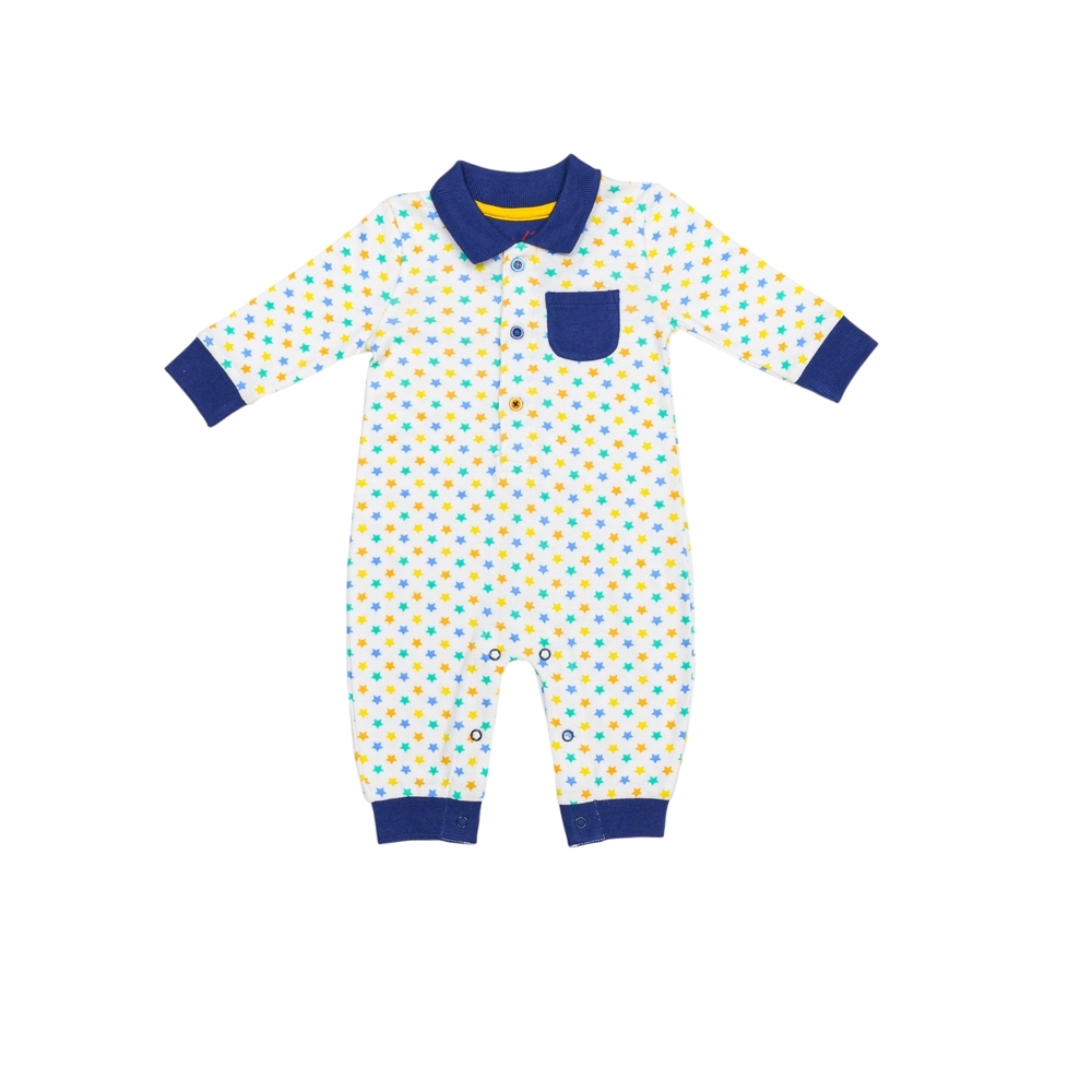 

H by Hamleys Boys Full Sleeve Sleepsuit All Over Star Print-Multicolor