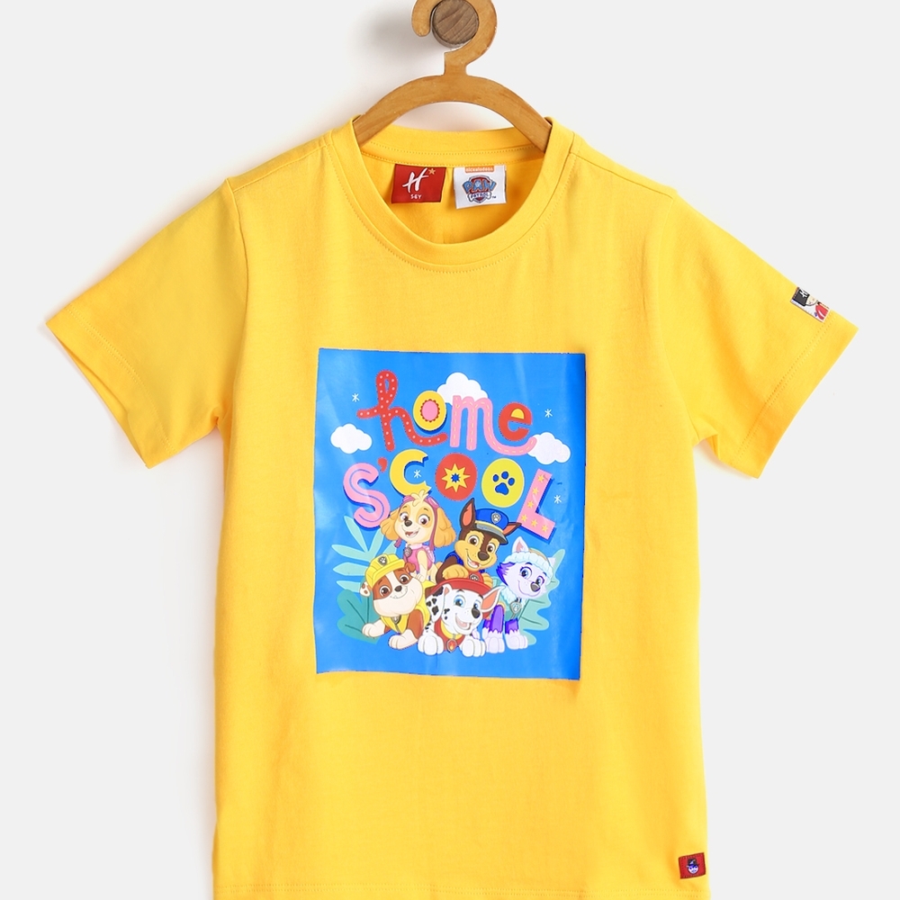 

H by Hamleys Unisex Short Sleeves T-Shirt Chest Print -Yellow