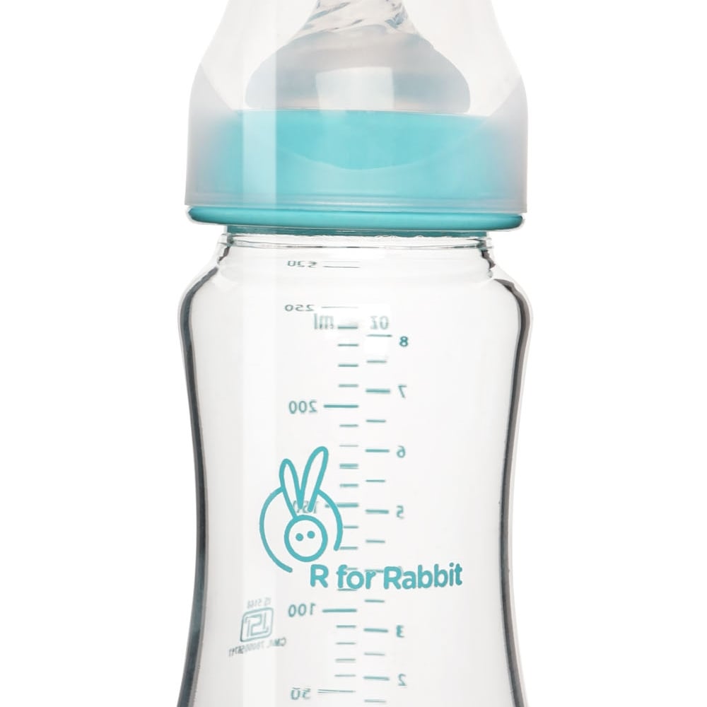 

R for rabbit first feed glass baby feeding bottle sea green pack of 1 250ml