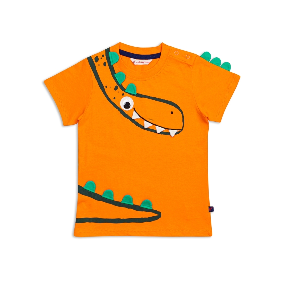 

H by hamleys baby boy monster print t-shirt- orange pack of 1