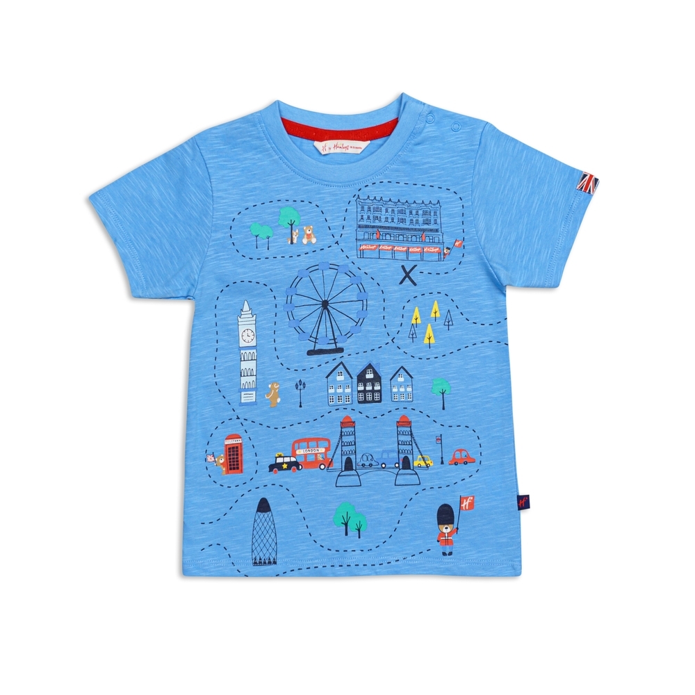 

H by hamleys baby boy heritage print t-shirt-blue pack of 1