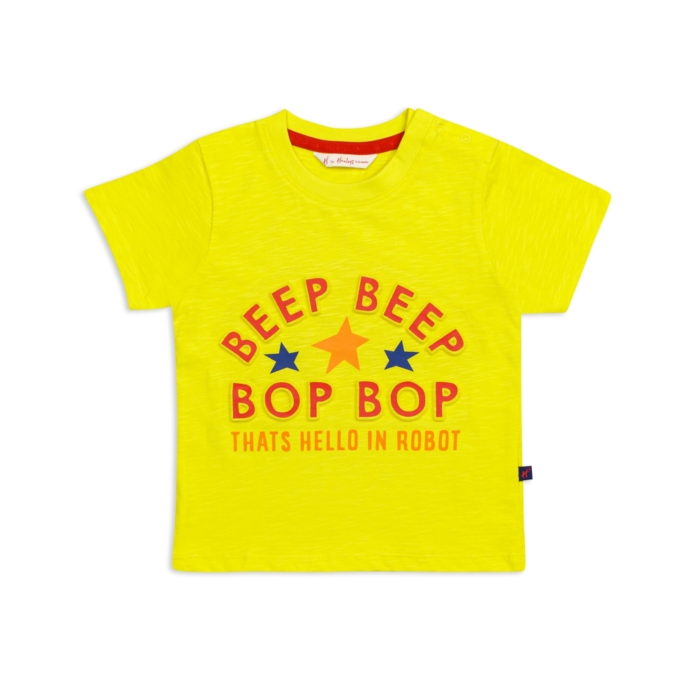 

H by hamleys baby boy space print t-shirt- yellow pack of 1