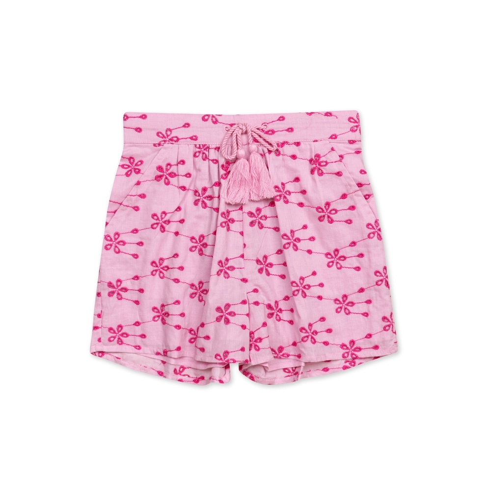 

H by hamleys girls all over embroidery woven shorts- pink pack of 1