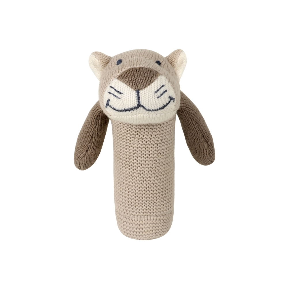 

Pluchi Rattle Leo Knitted Soft Toy Natural