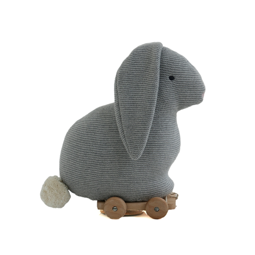 

Pluchi Push&amp Pull Bunny Stuffed Soft Toy Grey Melange