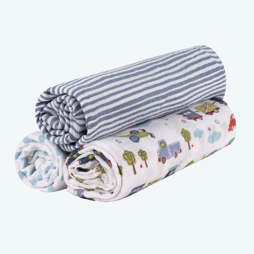 

Abracadabra transport muslin swaddle blue pack of 3