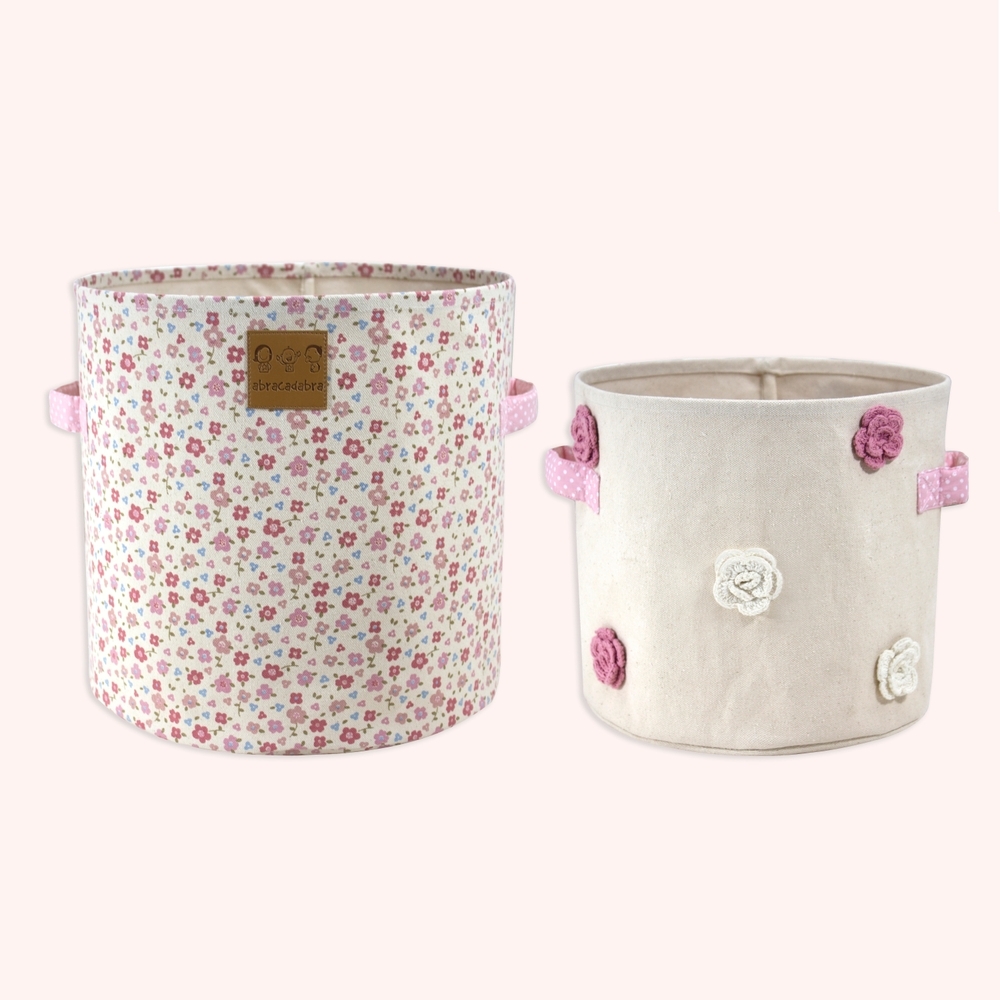 

Abracadabra vintage floral storage basket pink pack of 2