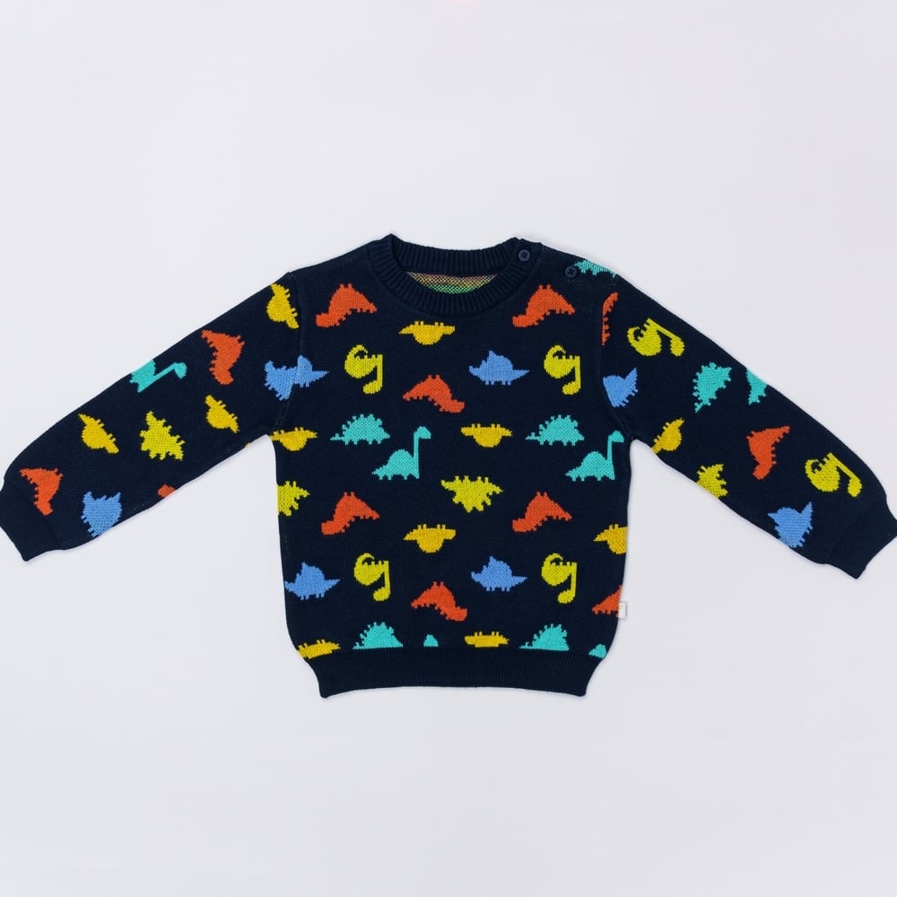 

H by Hamleys Boys Full Sleeve Sweater Dino Print-Multicolor