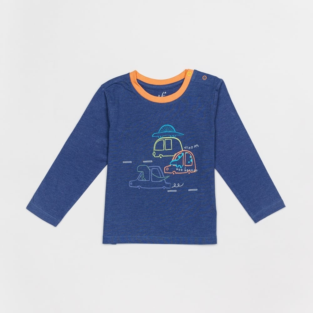 

H by Hamleys Boys Full Sleeve T Shirt Vehicle Print-Navy