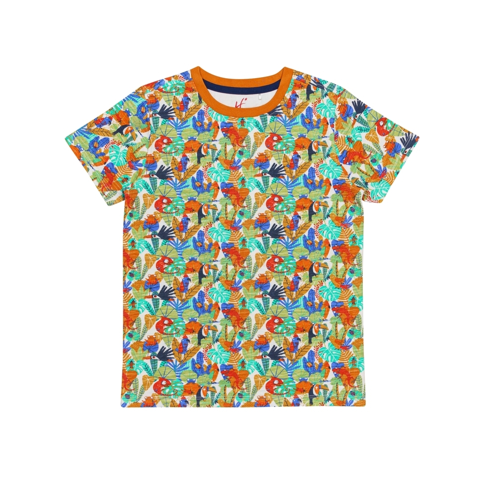 

H by Hamleys Boys T-Shirt Animal All Over Print-White Multi