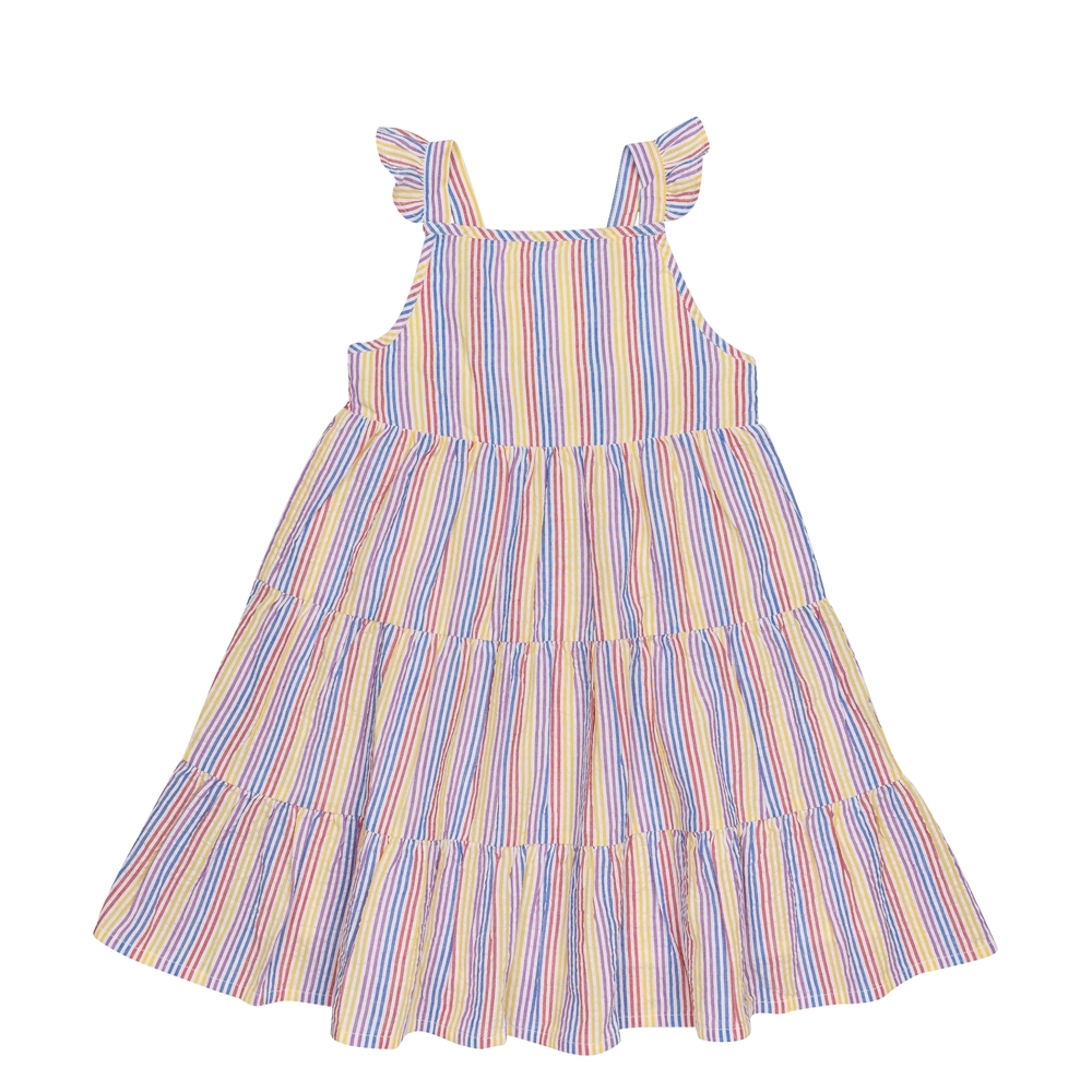 

H by Hamleys Girls Short Sleeves Dress Candy Stripe Print-Multicolor