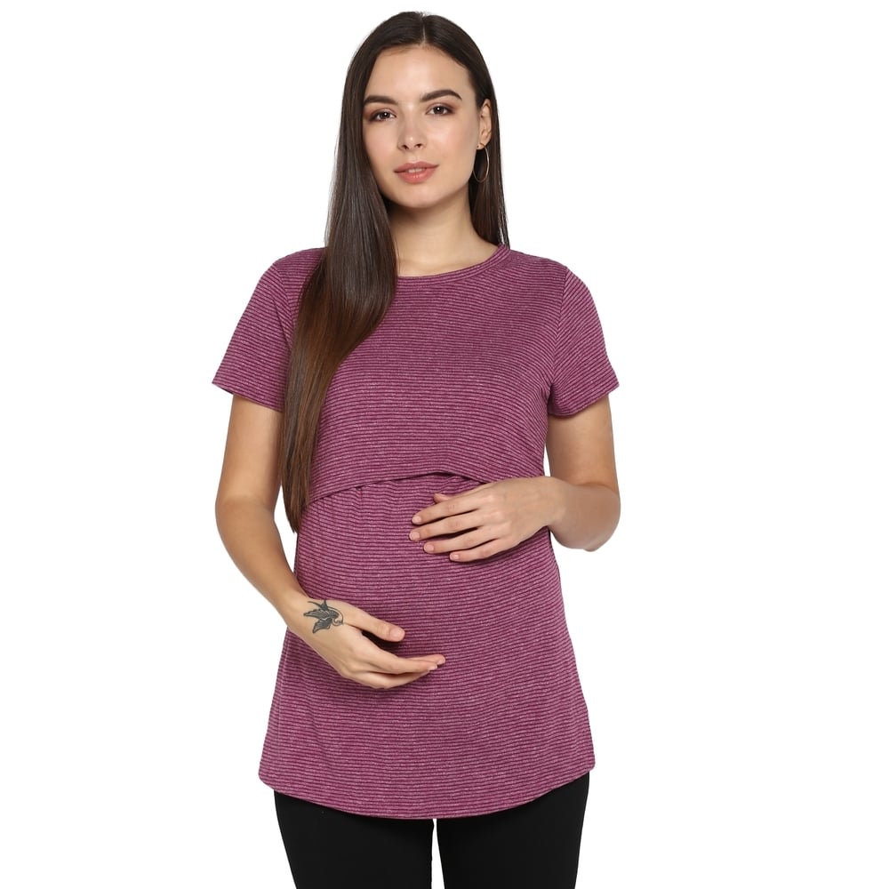 

Women Maternity Half Sleeves Top - Mauve