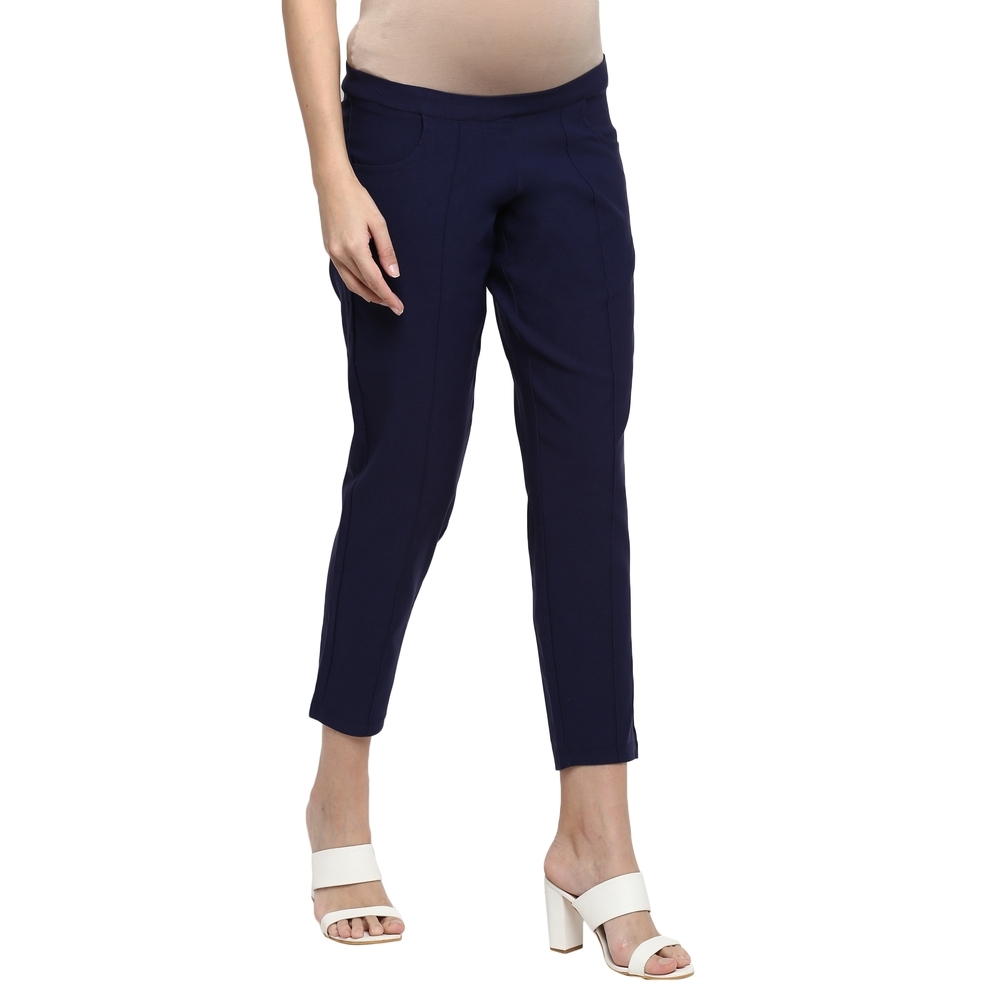 Slim Fit Over the Bump Maternity Chino Trousers 3 Colours Black Navy   Fashionably Pregnant