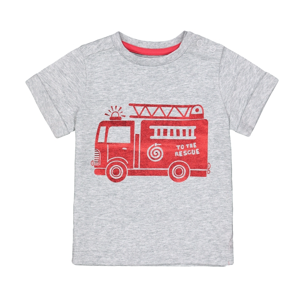 

Boys Half Sleeves T-Shirt Fire Engine Foil Print - Grey