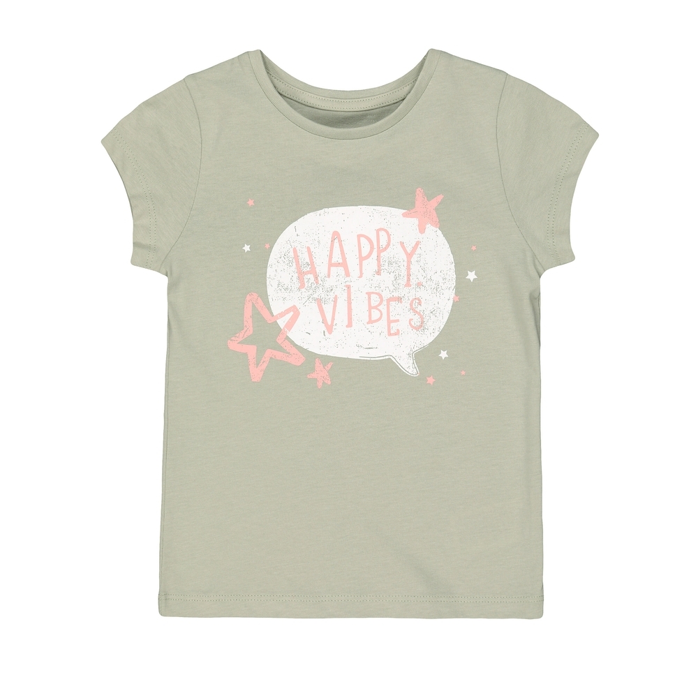 

Girls Half Sleeves T-Shirt Text Print - Green