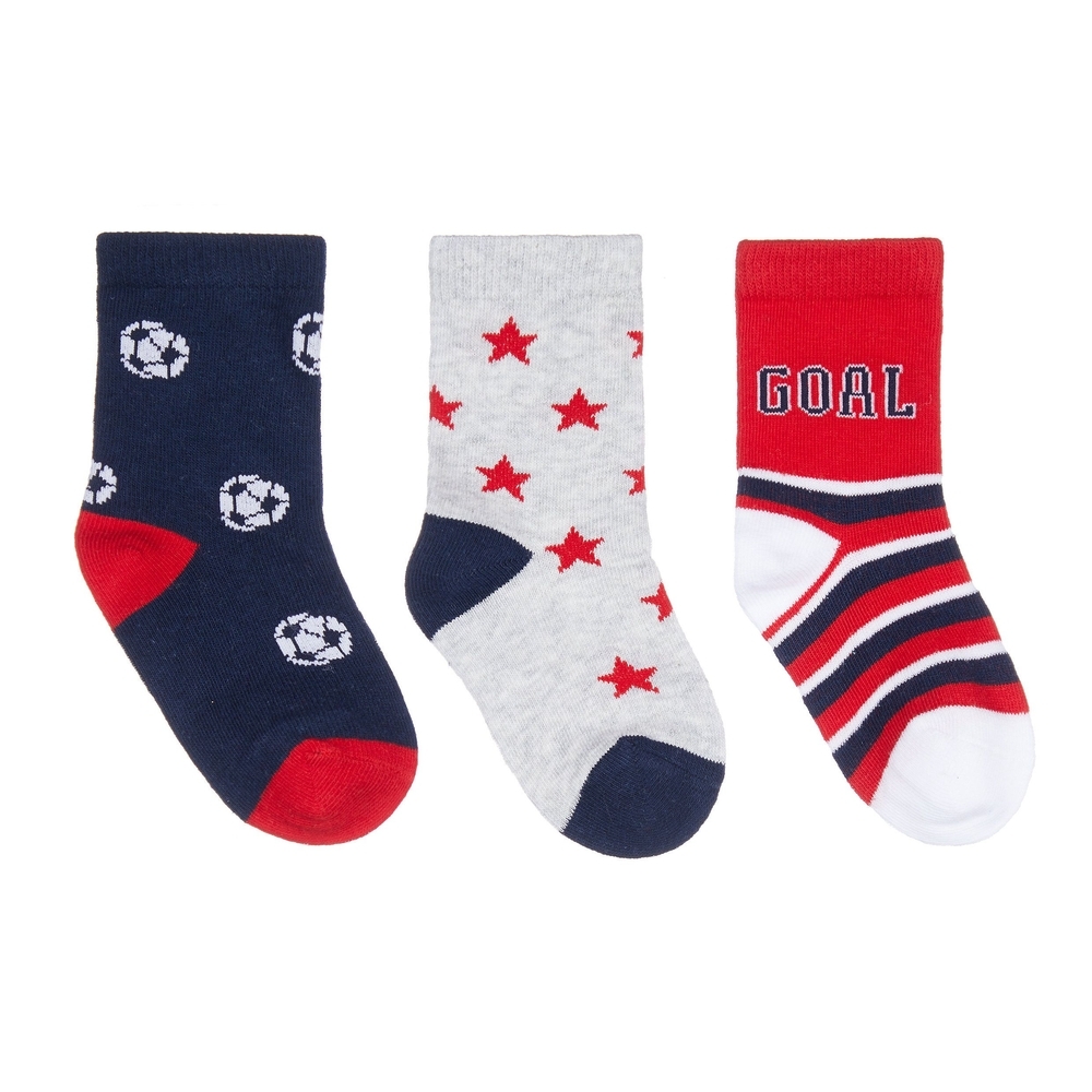 

Boys Football Stars And Goal Print Socks - Pack Of 3 - Multicolored