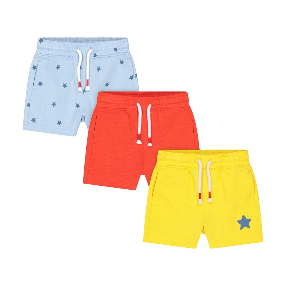 

Boys Shorts Star Print - Pack Of 3 - Red Yellow Blue